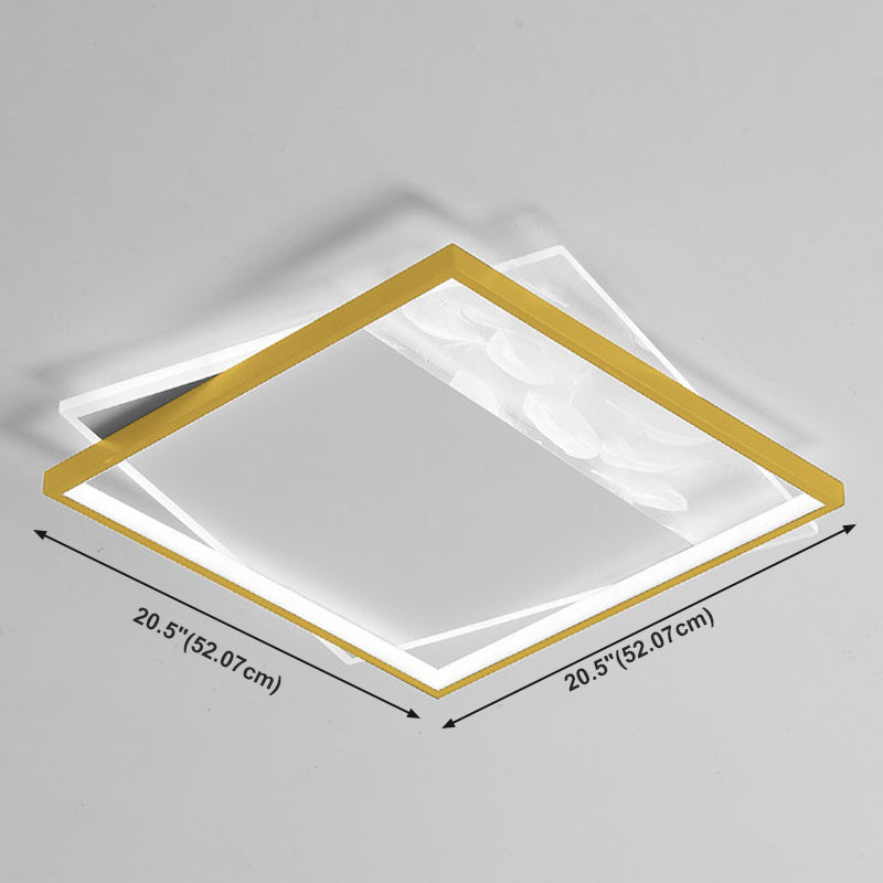 Geometry Shape LED Feather Ceiling Lamp Modern Iron 1 Light Flush Mount for Living Room