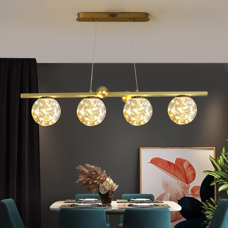Sphere Island Lighttures Modern Glass Island Chandelier en Gold Finish