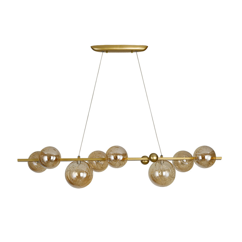 Sphere Island Lighttures Modern Glass Island Chandelier en Gold Finish