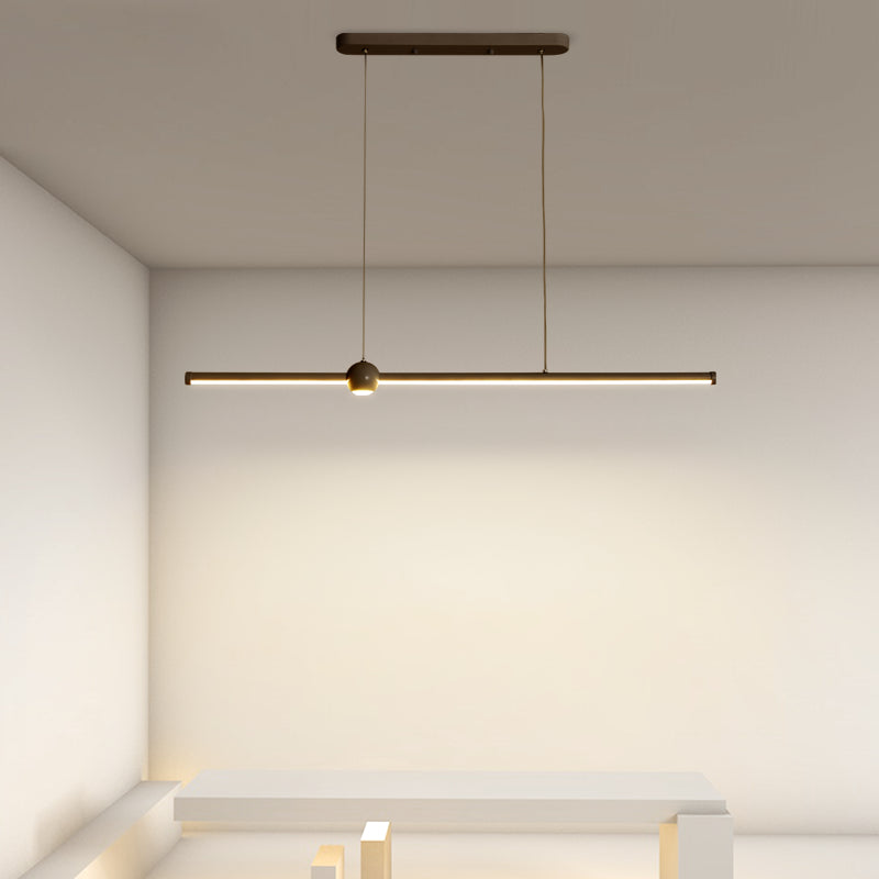 Zeitgenössische Anhängerleuchten linearer Metal -Insel -Kronleuchter für die Küche