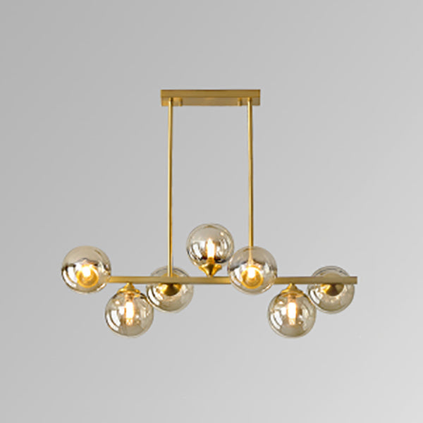 Zeitgenössische Anhänger Lichter Sphere Glass Island Beleuchtungsideen in Gold