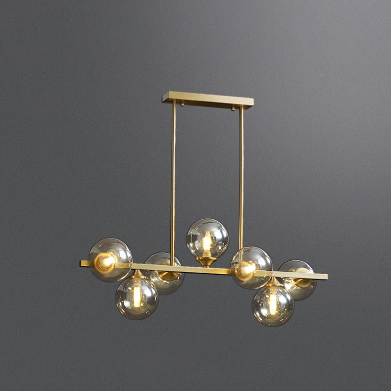 Zeitgenössische Anhänger Lichter Sphere Glass Island Beleuchtungsideen in Gold