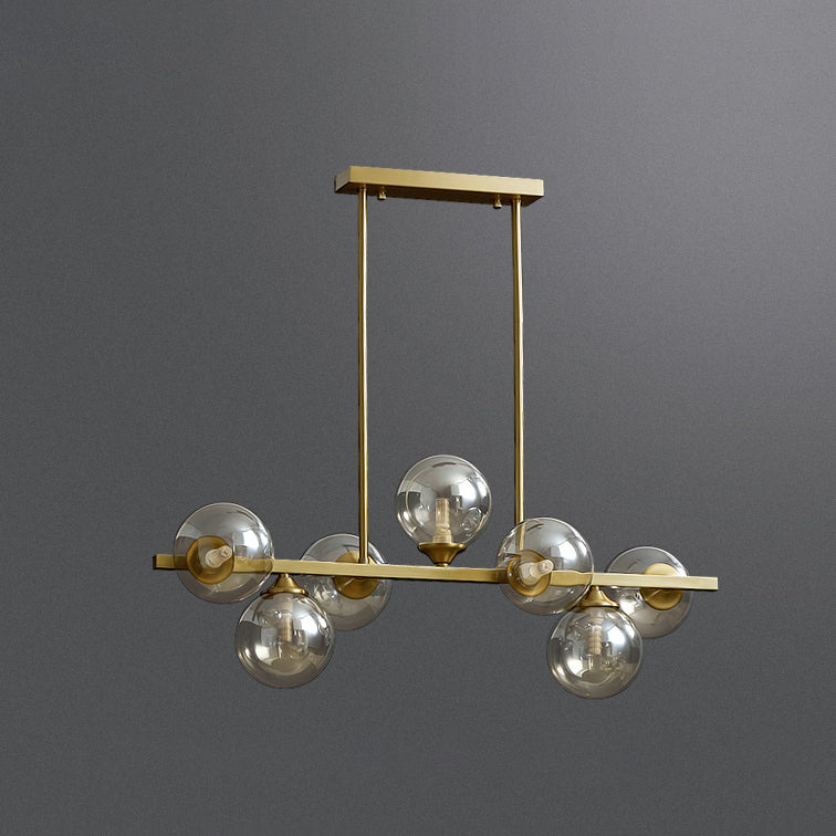 Zeitgenössische Anhänger Lichter Sphere Glass Island Beleuchtungsideen in Gold