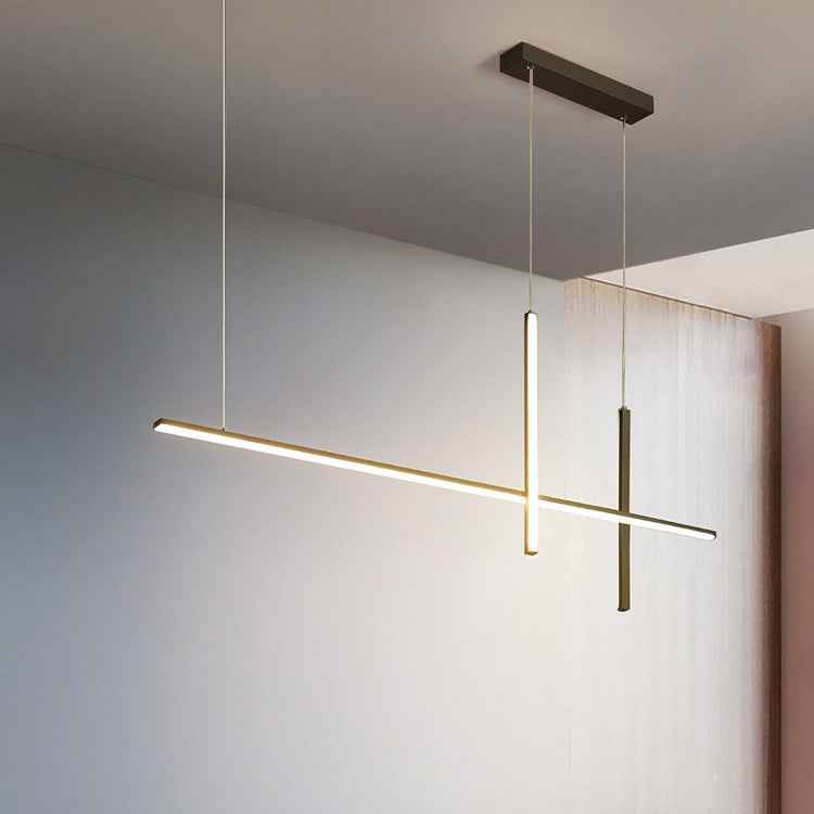 Modern Linear Island Ceiling Light Metal Chandelier Lighting Fixtures with Acrylic Shade