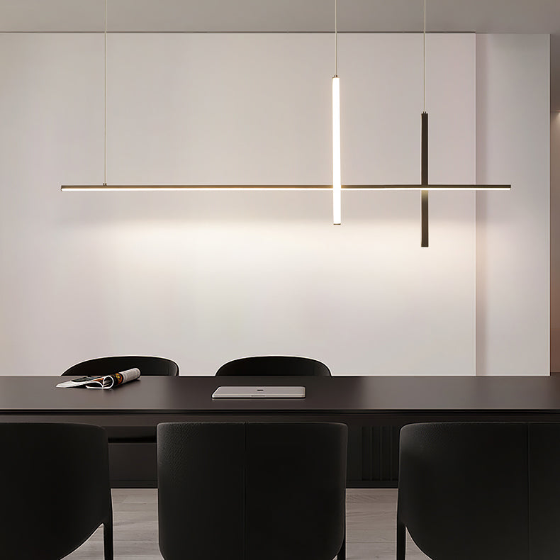 Modern lineair eiland plafondlicht metalen kroonluchter verlichtingsarmaturen met acrylschaduw
