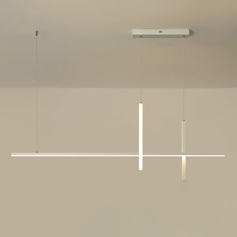 Modern Linear Island Ceiling Light Metal Chandelier Lighting Fixtures with Acrylic Shade