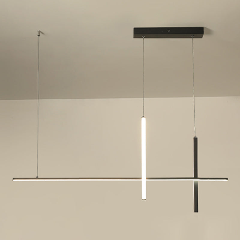Modern lineair eiland plafondlicht metalen kroonluchter verlichtingsarmaturen met acrylschaduw