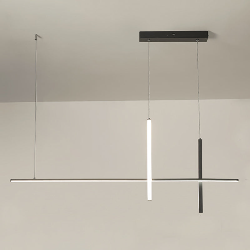 Modern Linear Island Ceiling Light Metal Chandelier Lighting Fixtures with Acrylic Shade