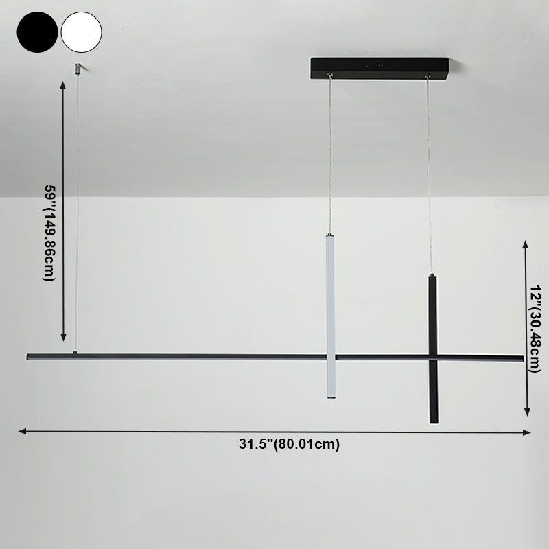Modern Linear Island Ceiling Light Metal Chandelier Lighting Fixtures with Acrylic Shade