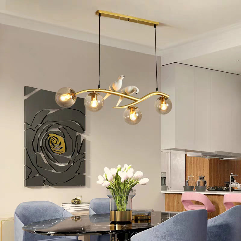 4-Light Sphere Island Lighting Ideas Contemporary Glass Island Chandelier