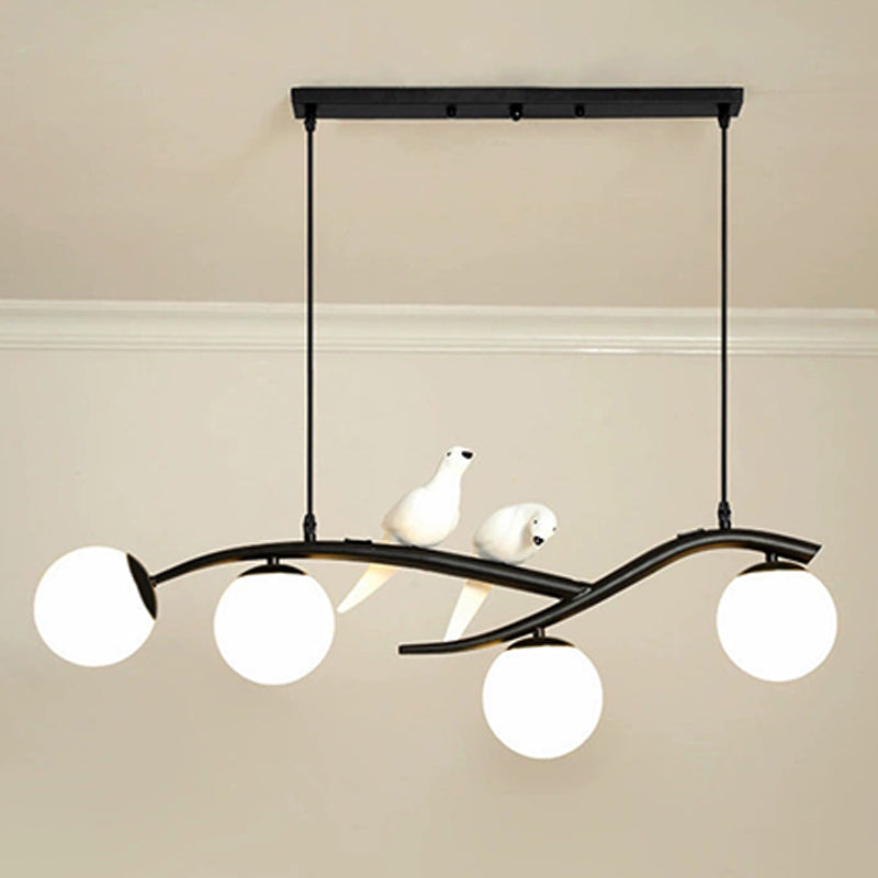 4-Light Sphere Island Lighting Ideas Contemporary Glass Island Chandelier