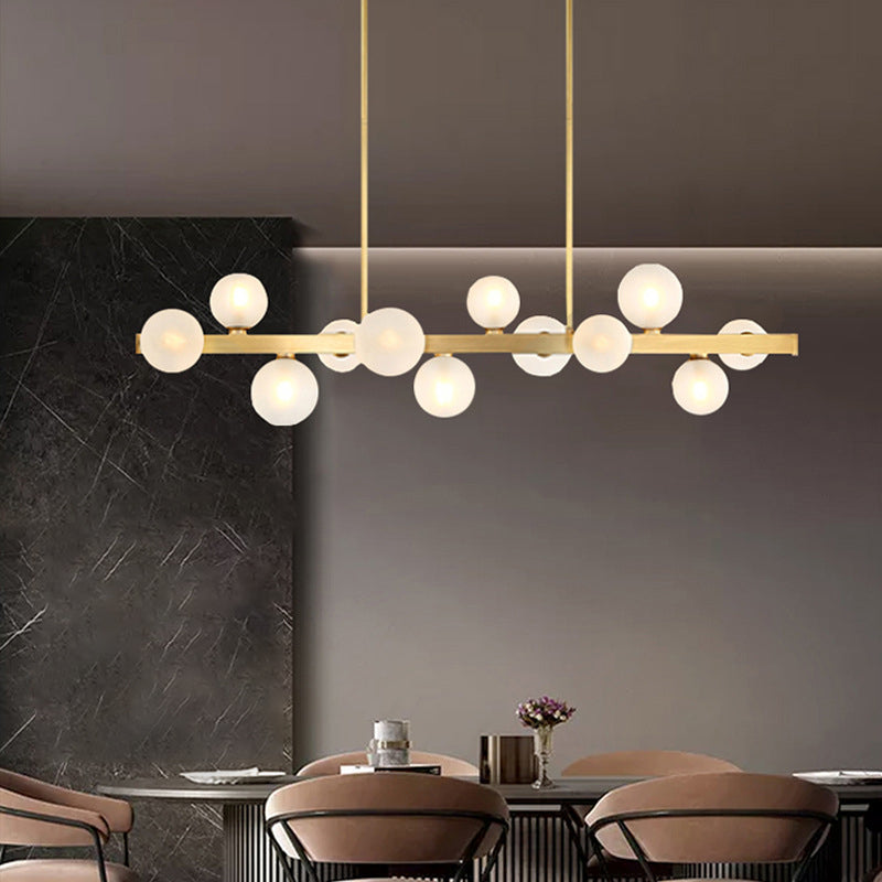 Sphere Island Lighting Contemporary Glass Island Kroonluchter in gouden afwerking
