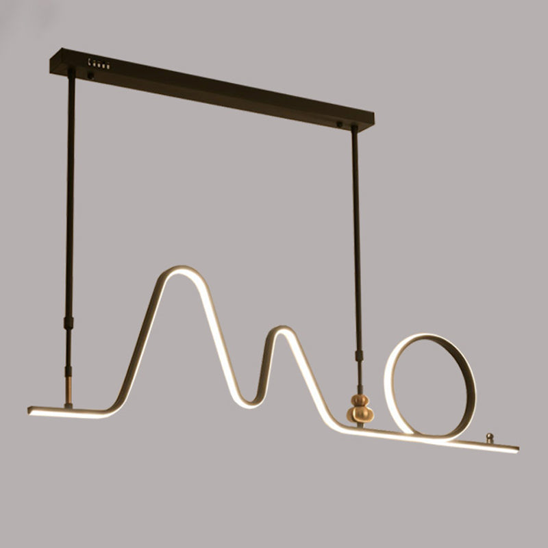 Contemporary Geometric Island Lights Aluminum Island Chandelier in Black