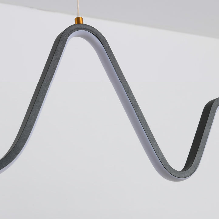 Contemporary Geometric Island Lights Aluminum Island Chandelier in Black