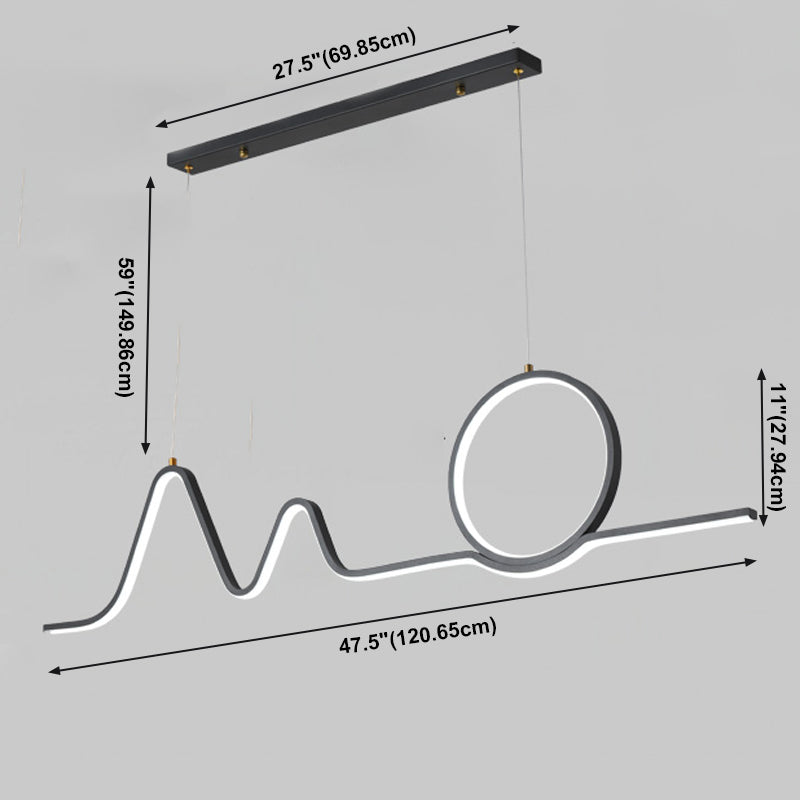 Contemporary Geometric Island Lights Aluminum Island Chandelier in Black