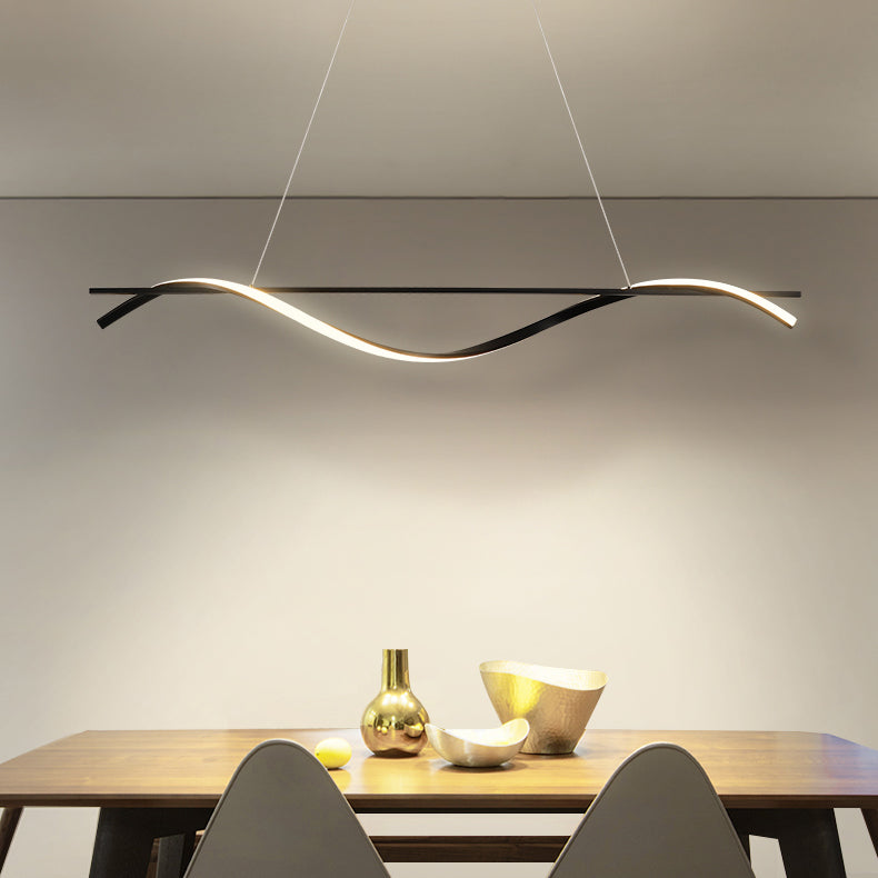 1 Light Linear Island Lights Contemporary Metal Island Chandelier with Acrylic Shade