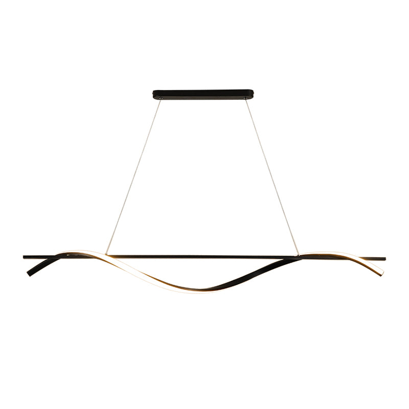 1 Light Linear Island Lights Contemporary Metal Island Chandelier with Acrylic Shade