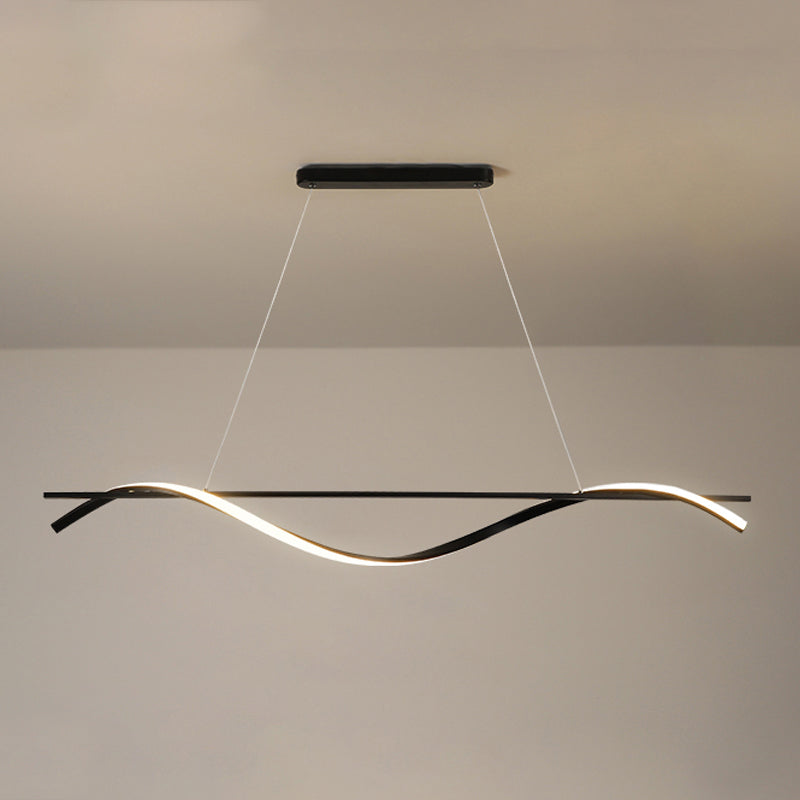 1 Light Linear Island Lights Contemporary Metal Island Chandelier with Acrylic Shade