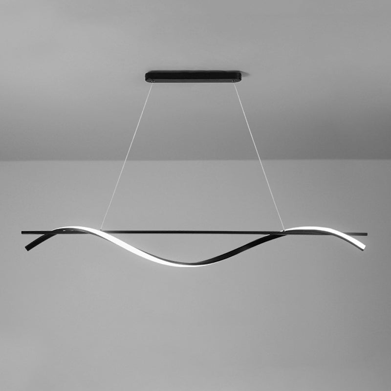 1 Light Linear Island Lights Contemporary Metal Island Chandelier with Acrylic Shade