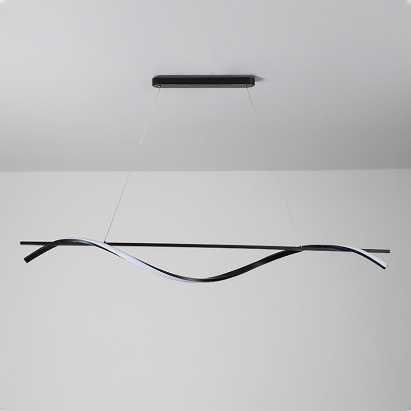 1 Light Linear Island Lights Contemporary Metal Island Chandelier with Acrylic Shade