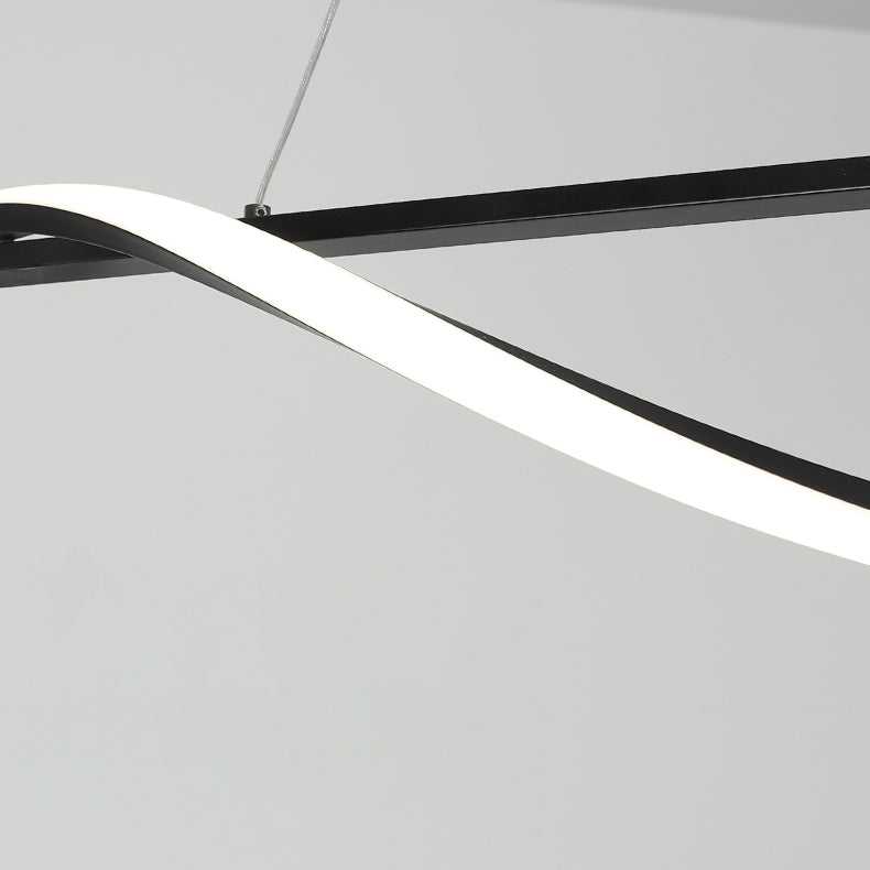 1 Light Linear Island Lights Contemporary Metal Island Chandelier with Acrylic Shade