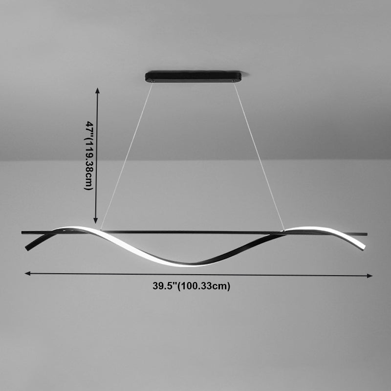 1 Light Linear Island Lights Contemporary Metal Island Chandelier with Acrylic Shade