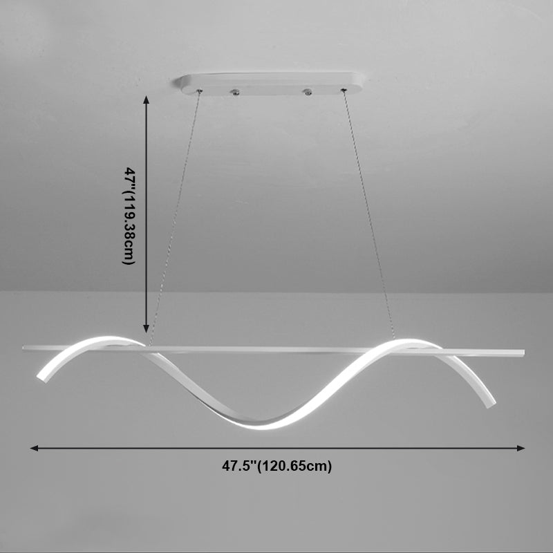 1 Light Linear Island Lights Contemporary Metal Island Chandelier with Acrylic Shade