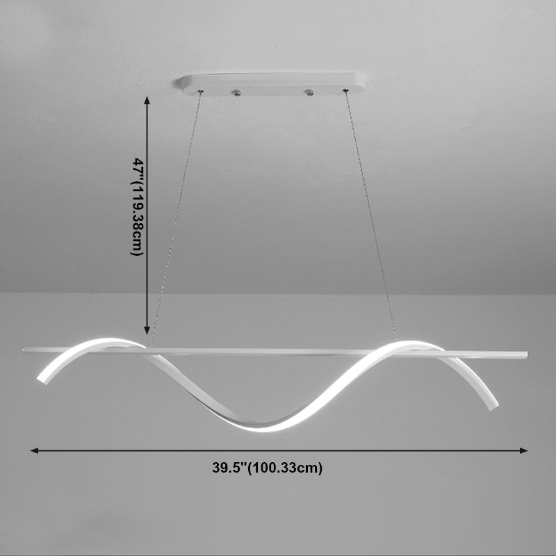 1 Light Linear Island Lights Contemporary Metal Island Chandelier with Acrylic Shade