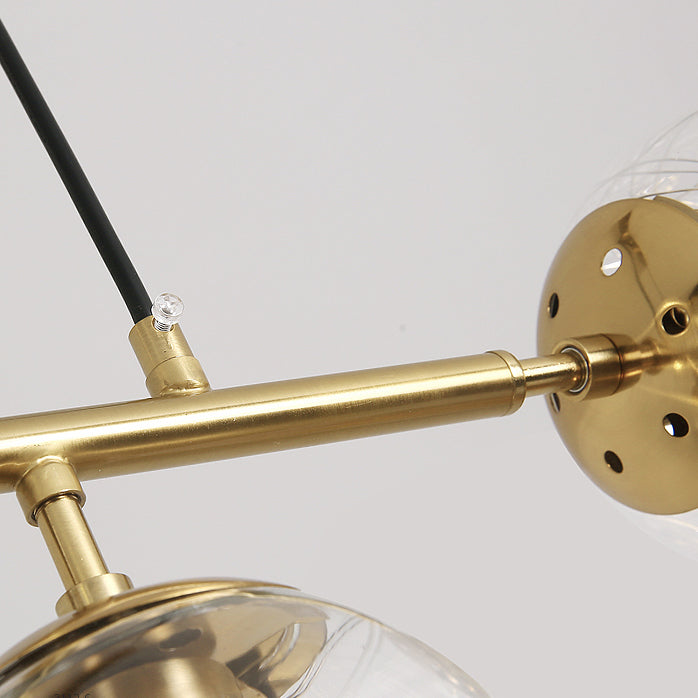 6-Light Sphere Island Lights Contemporary Metal Island Chandelier with Glass Shade