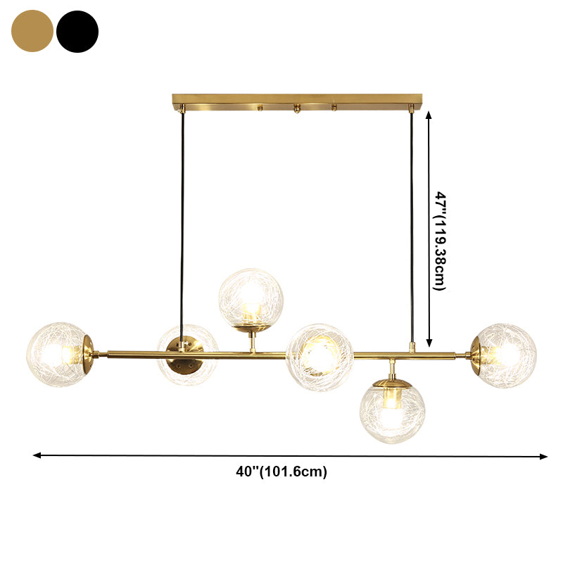 6-Light Sphere Island Lights Contemporary Metal Island Chandelier with Glass Shade
