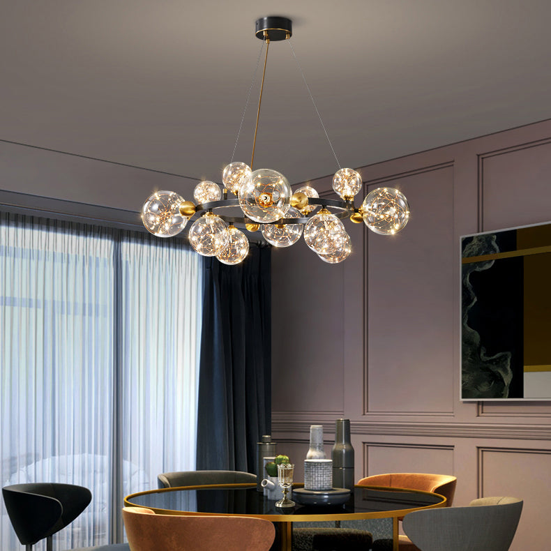 Contemporary Sphere Pendant Lights Glass Island Chandelier for Dining Room
