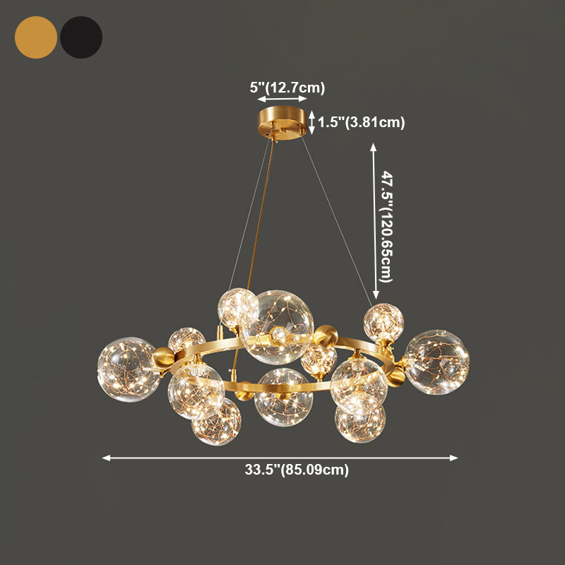 Contemporary Sphere Pendant Lights Glass Island Chandelier for Dining Room