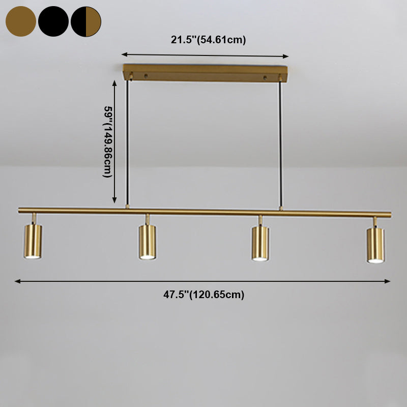 Zeitgenössische Anhängerleuchten Zylindermetall 4 Light Island Kronleuchter