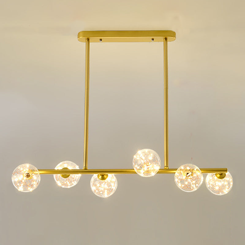 Zeitgenössischer Anhänger Lichter Globe Metal Island Kronleuchter mit Glasschatten