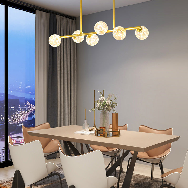 Zeitgenössischer Anhänger Lichter Globe Metal Island Kronleuchter mit Glasschatten