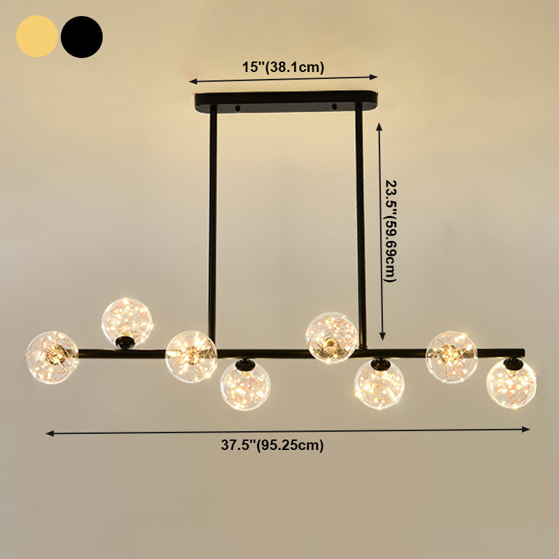 Zeitgenössischer Anhänger Lichter Globe Metal Island Kronleuchter mit Glasschatten