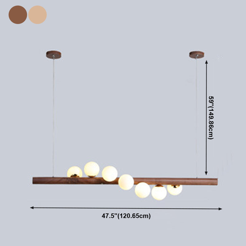 Lampe lampade dell'isola Globe Contemporanea il lampadario dell'isola in legno con tonalità di vetro bianco