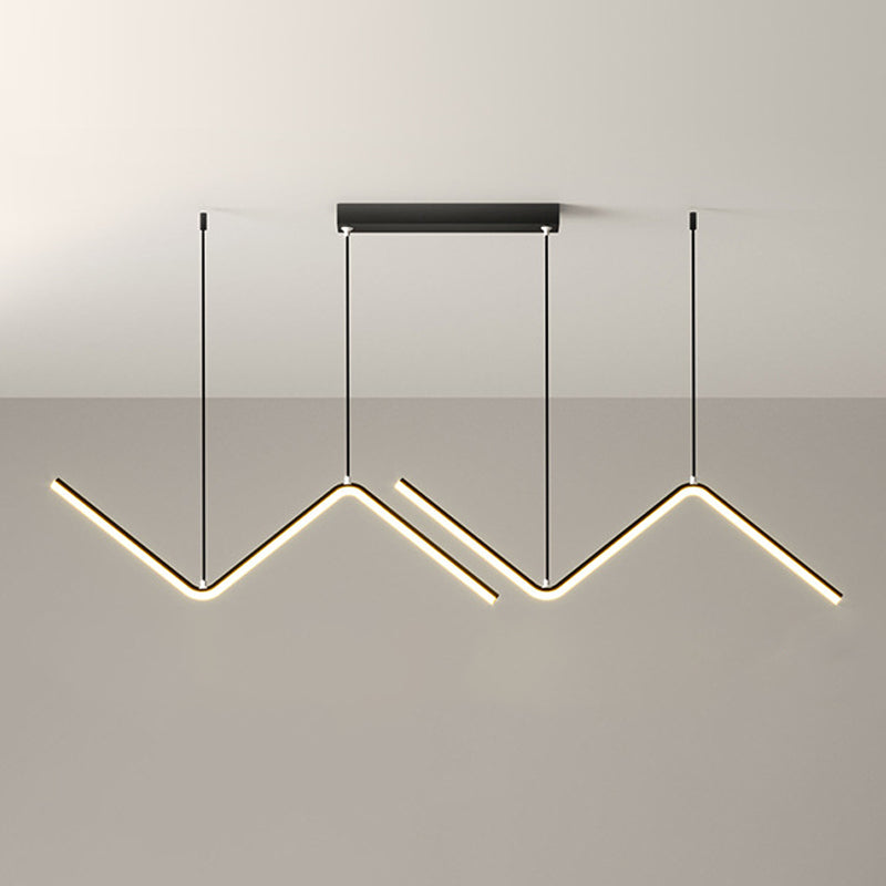 Lustres de lustre de l'île linéaire contemporaine Metal 2 Light Island Chandelier