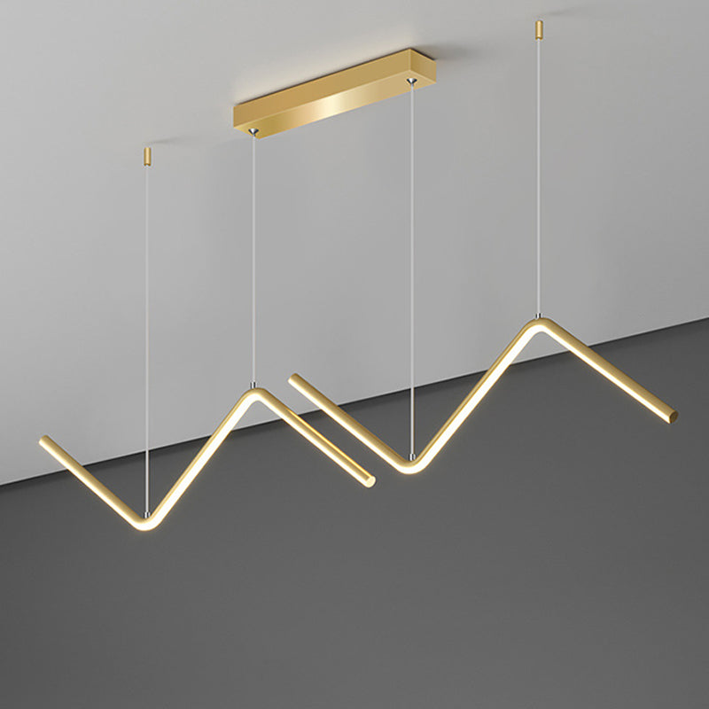 Lustres de lustre de l'île linéaire contemporaine Metal 2 Light Island Chandelier