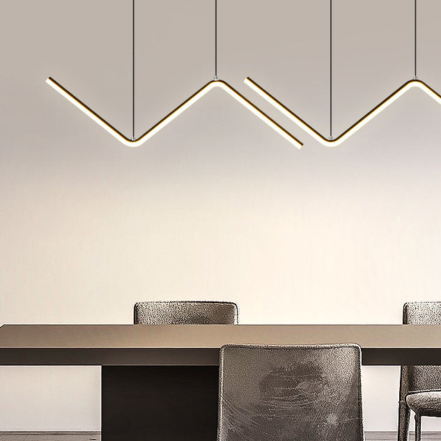 Lustres de lustre de l'île linéaire contemporaine Metal 2 Light Island Chandelier