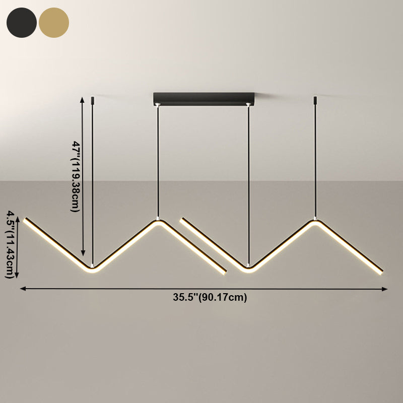 Lustres de lustre de l'île linéaire contemporaine Metal 2 Light Island Chandelier