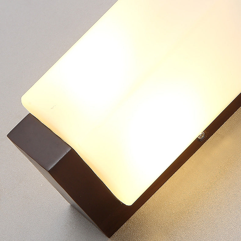Estilo contemporáneo Luces de apliques de pared geométrica madera y vidrio 1 lámpara de luz