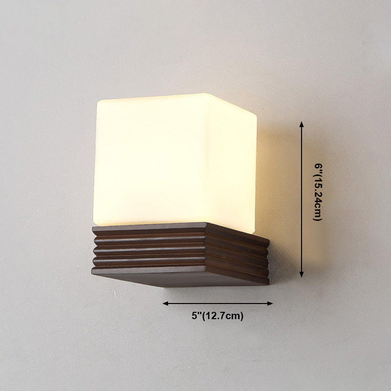 Estilo contemporáneo Luces de apliques de pared geométrica madera y vidrio 1 lámpara de luz