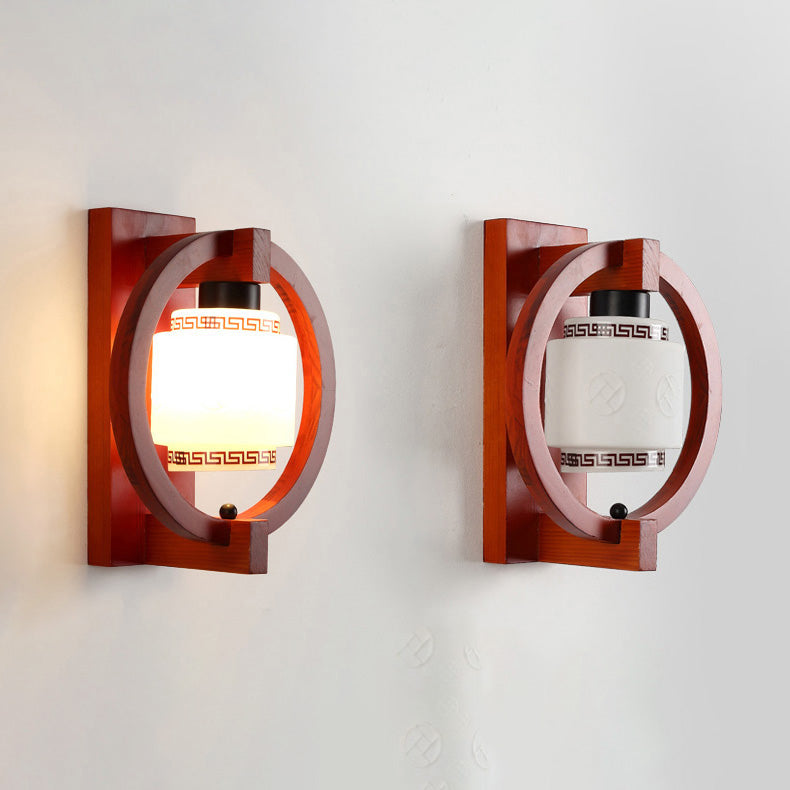 Luces apliques de pared en forma de cilindro de estilo moderno madera 1 lámpara de luz