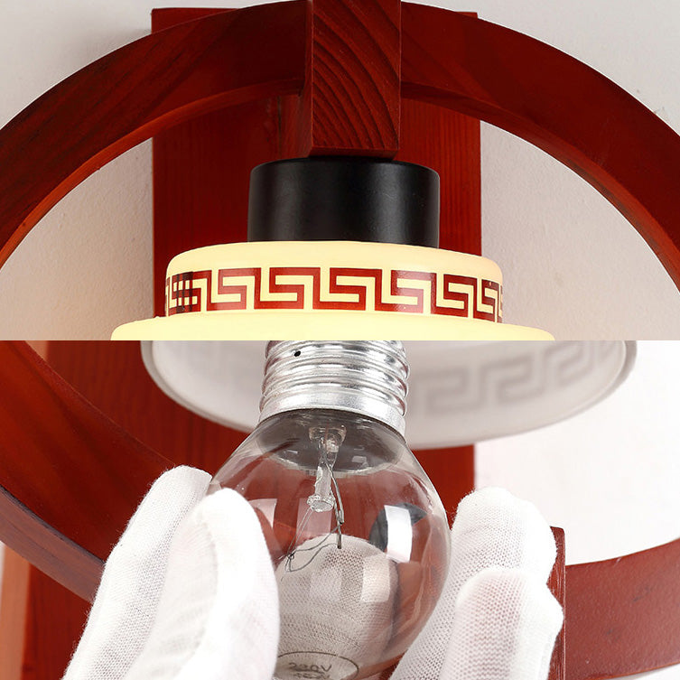 Luces apliques de pared en forma de cilindro de estilo moderno madera 1 lámpara de luz