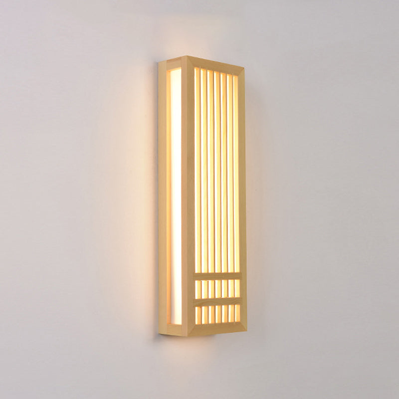 Luces de apliques de pared rectangular de estilo contemporáneo madera 1 lámpara de luz
