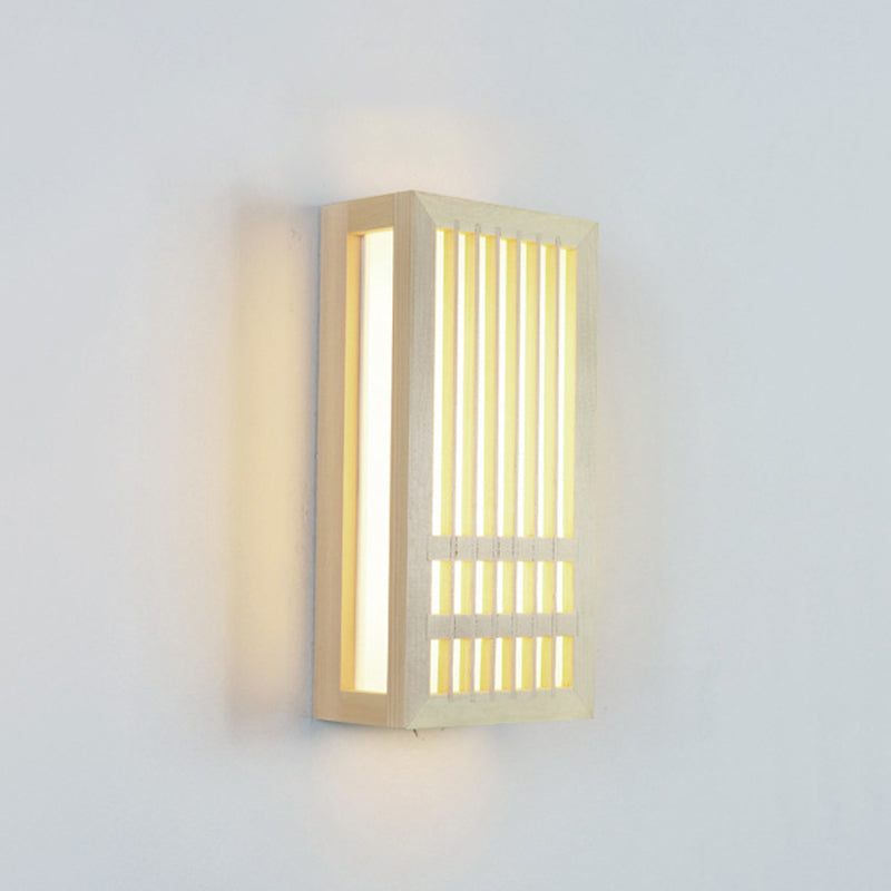 Luces de apliques de pared rectangular de estilo contemporáneo madera 1 lámpara de luz