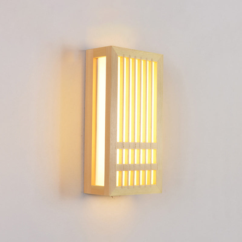 Luces de apliques de pared rectangular de estilo contemporáneo madera 1 lámpara de luz