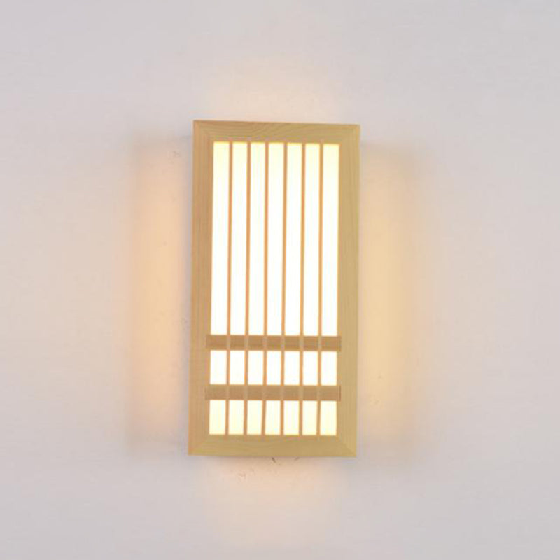 Luces de apliques de pared rectangular de estilo contemporáneo madera 1 lámpara de luz