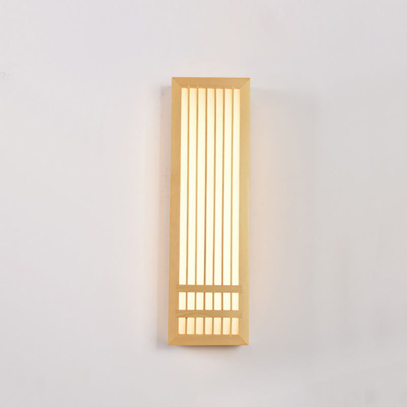 Luces de apliques de pared rectangular de estilo contemporáneo madera 1 lámpara de luz